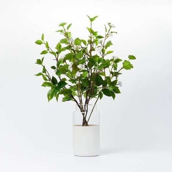 Studio McGee Faux Kerria Japonica Arrangement in Glass Vase - Threshold - Picture 1 of 4